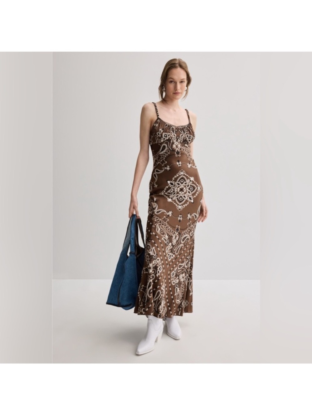 Sandro Bandana Print Midi Dress FR42/US10 - Picture 2 of 8